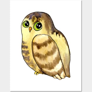 Yellow Gold Owl Watercolor Posters and Art